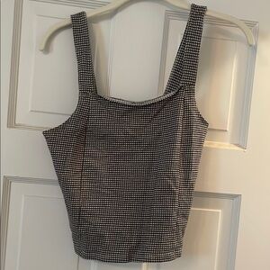 American Eagle Outfitters Black and White Fitted Crop Tank Top